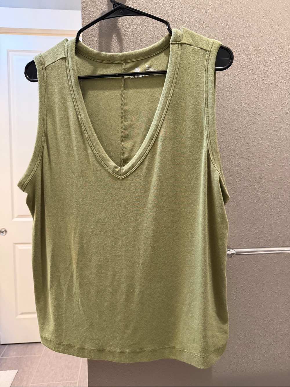 Sundry Light Olive V-Neck Sleeveless Tank